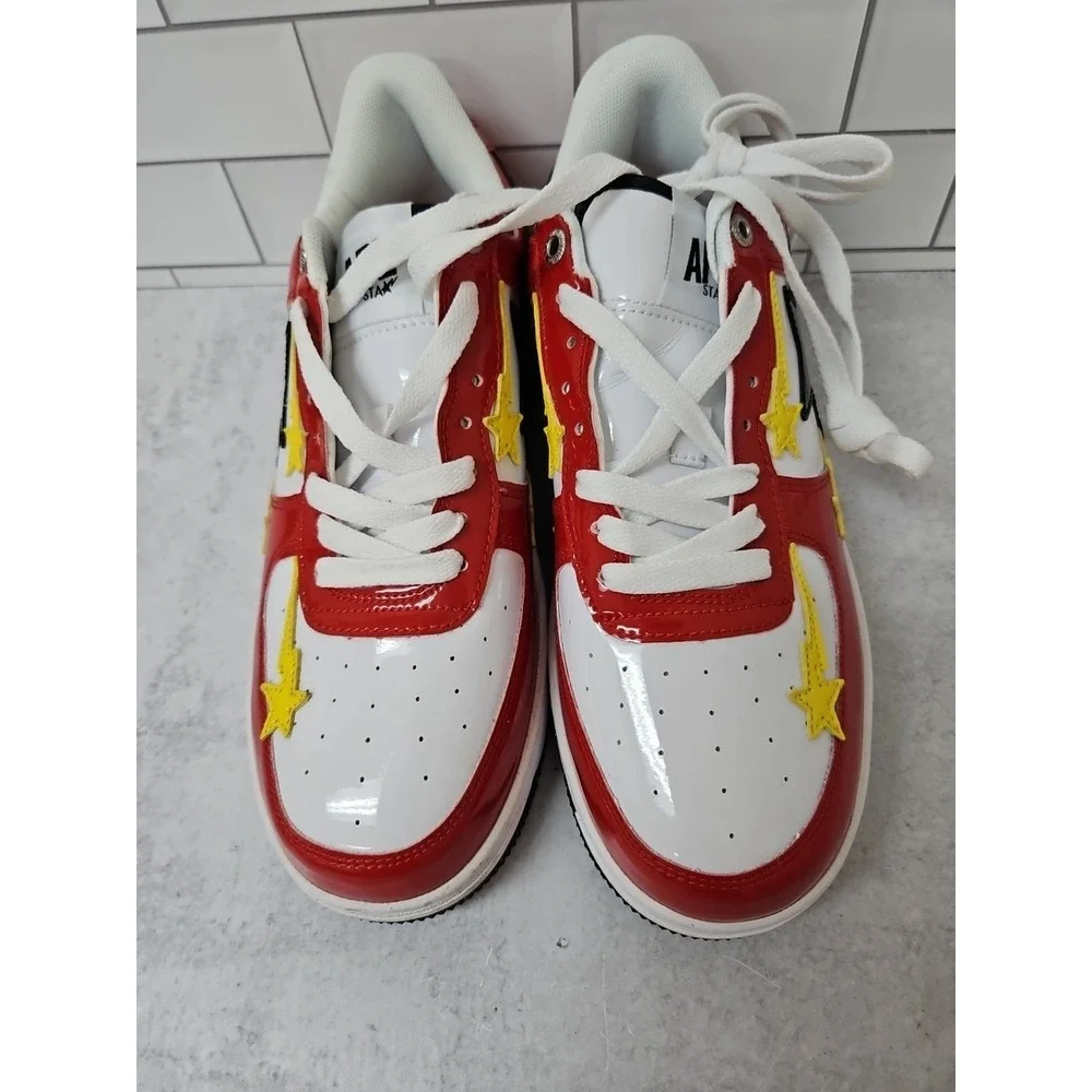 Indigo Studios Custom Bape Apesta Shoes Size 8.5  Red Yellow And White Colorway